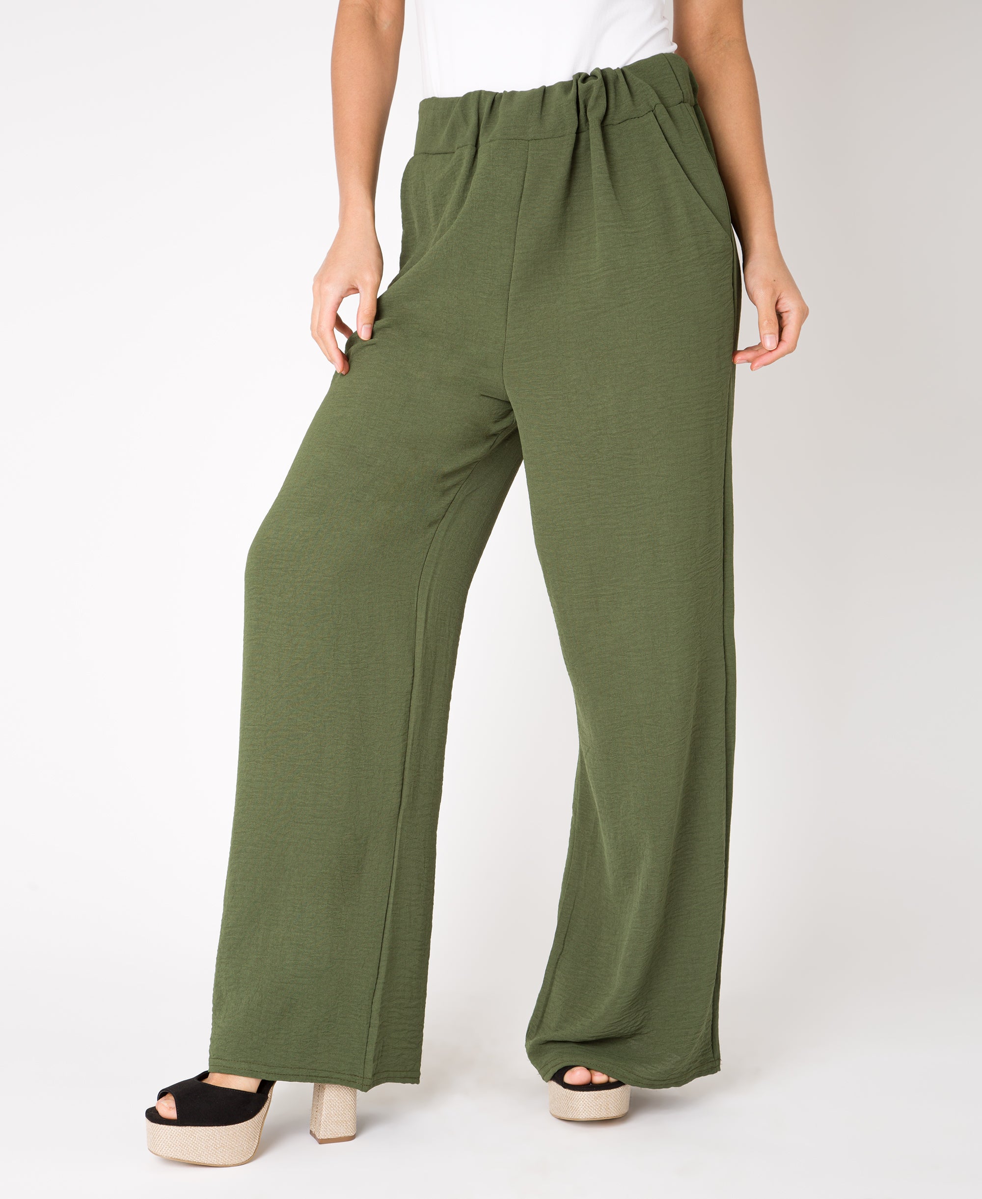 KRISP Wide Leg Pull On Summer Trousers (11029)